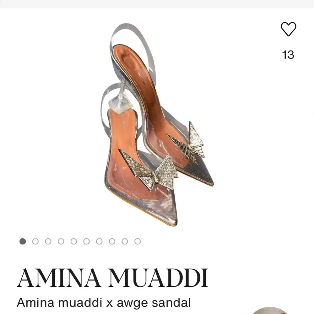 Amina Muaddi Silver and Clear Heels - Picture 3 of 17